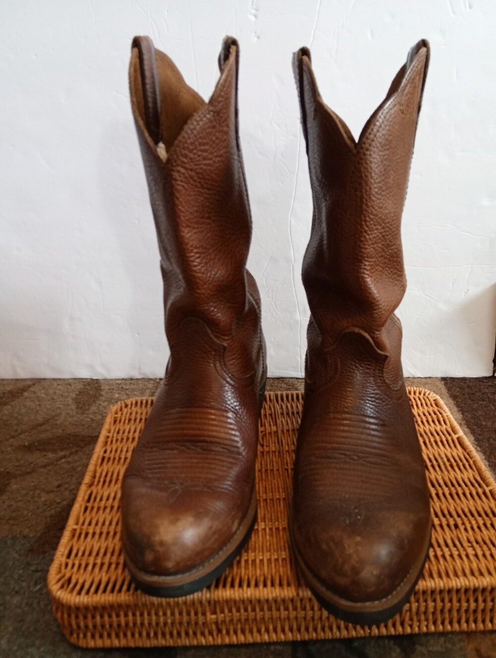 Men's Brown Leather Work Western Boots